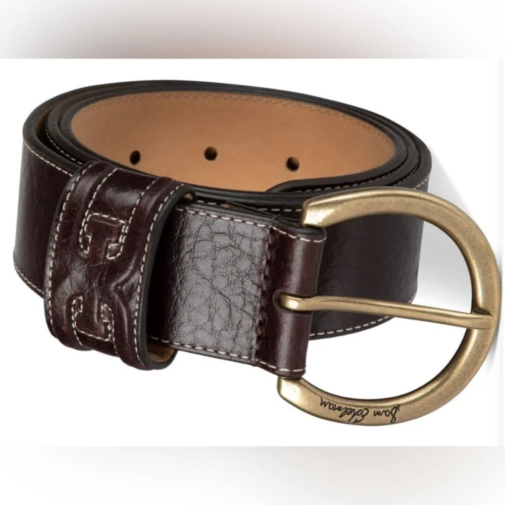 NWOT Sam Edelman Women's Brown Glossy Texture Leather Belt‎ Size XL